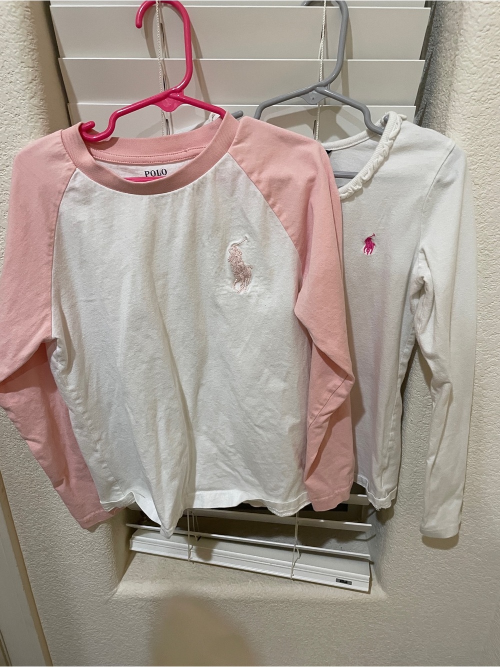 Buddle Ralph Lauren Girls' White & Pink Long-Sleeve Polo Top